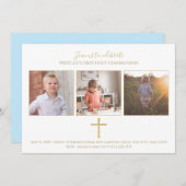 Gold Cross Tri Foto Moderne Erste Kommune Einladung (Vorne/Hinten)