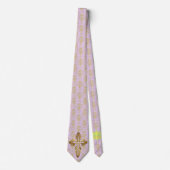 Gold Cross und Gold Damask auf Lilac Background Kr Krawatte (Vorderseite)