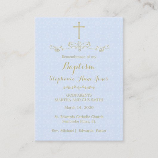 Gold Cross und Laurels in hellblau Visitenkarte (Vorderseite)