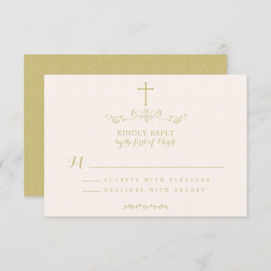 Gold Cross und Laurels UAWG RSVP Karte (Vorne/Hinten)