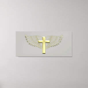 Gold Cross Wing Leinwanddruck