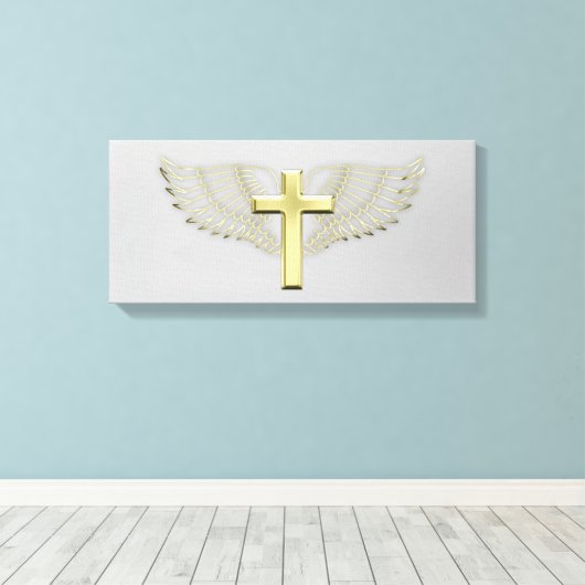 Gold Cross Wing Leinwanddruck (Insitu (Holzboden))
