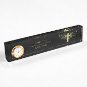 Gold Cross Wing Namensplakette