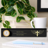 Gold Cross Wing Namensplakette