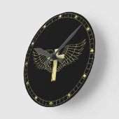 Gold Cross Wing Runde Wanduhr (Winkel)