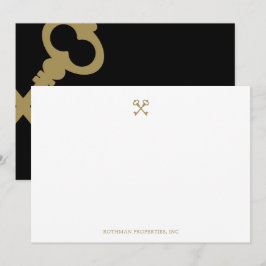 Gold Crossed Skeleton Keys Card Dankeskarte