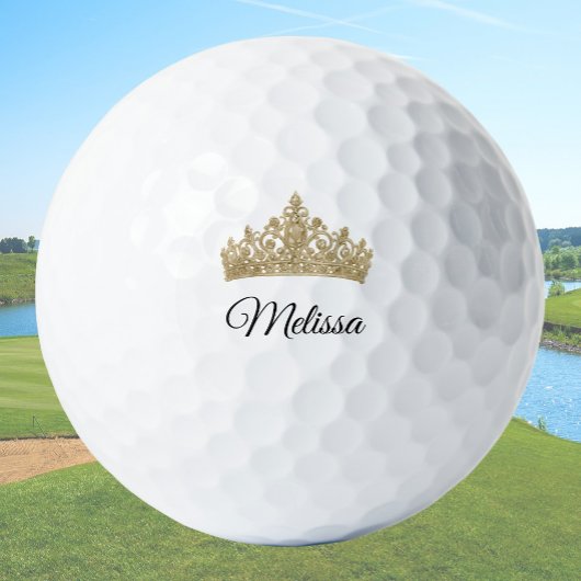 Gold Crown and Custom Name Pretty Golfball