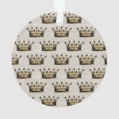 Gold Crown Baby Birth Ankündigung Keepake Linen Ornament (Rückseite)