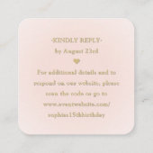 Gold Crown Blush Pink Quinceañera Scan Me QR RSVP Begleitkarte (Rückseite)