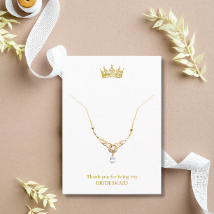 Gold Crown Bridesmaid Necklace Display Card Platzkarte