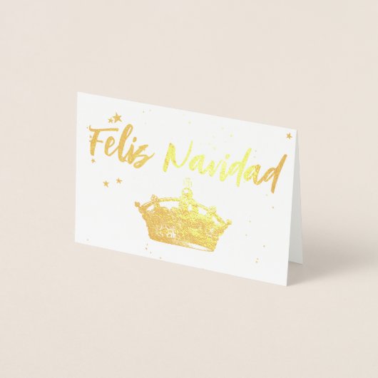 Gold Crown Feliz Navidad Weihnachtsfohlen-Karte Folienkarte (Vorderseite)