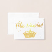Gold Crown Feliz Navidad Weihnachtsfohlen-Karte Folienkarte (Vorderseite mit Umschlag)