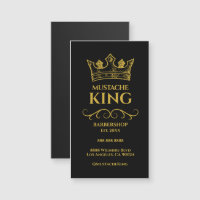 Gold Crown King Mustache Barbershop Magnet Card
