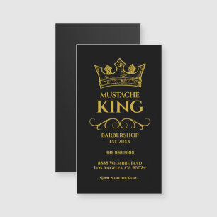 Gold Crown King Mustache Barbershop Magnet Card