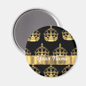 Gold Crown Pattern on Black Magnet (Vorderseite/Rückseite)
