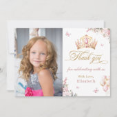 Gold Crown Princess Girl Geburtstag Danke Karte (Vorderseite)