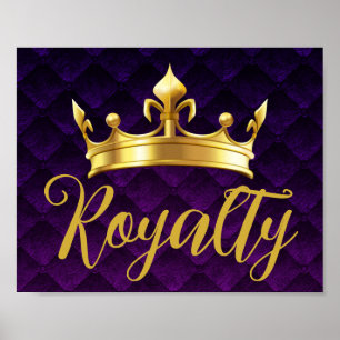 Gold Crown Purple Plush Royalty Wall Art Print Poster