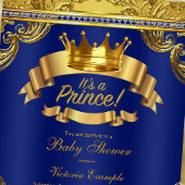 Gold Crown Royal Blue Extravagant Prince Baby Dusc Einladung