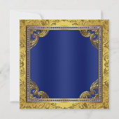 Gold Crown Royal Blue Extravagant Prince Baby Dusc Einladung (Rückseite)