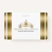 Gold Crown & Stripes Modernes Design Ausweis (Vorderseite)
