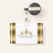 Gold Crown & Stripes Modernes Design Ausweis (Rückseite mit Rechteck)