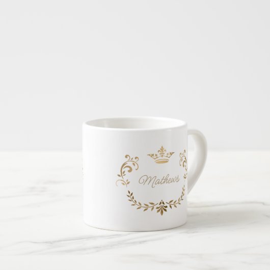 Gold Crown Wappen Personalisiert Espresso Cup Espressotasse (Vorderseite Rechts)