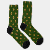 Gold Cruciferische Blume auf Hunter Green Socken (Rechts)