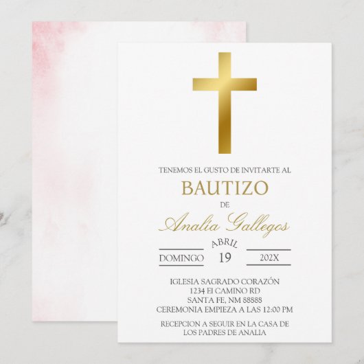 Gold Crucifix Einladung Spaniens (Vorne/Hinten)