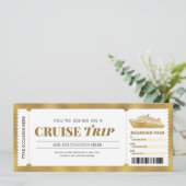 Gold Cruise Boarding Pass Ticket Gutschein Einladung (Stehend Vorderseite)