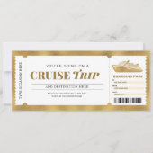 Gold Cruise Boarding Pass Ticket Gutschein Einladung (Vorderseite)