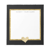 Gold Crystal and Foil Heart Notepad 5.5" x 6" Notizblock (Vorderseite)