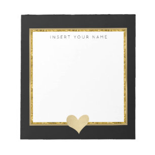 Gold Crystal and Foil Heart Notepad 5.5" x 6" Notizblock