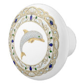 Gold Crystal Dolphin 2Dgraphic Ocean Sea Marine Keramikknauf (Rechts)