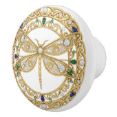 Gold Crystal Dragonfly faux 2D graphic gemstones Keramikknauf (Rechts)