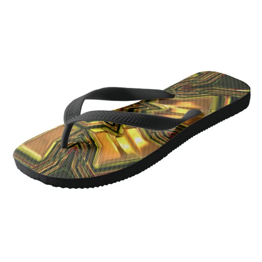 Gold Crystal Fraktal Flip Flops Badesandalen (Schrägansicht)