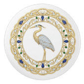 Gold Crystal Heron Sea Bird 2Dgraphic gemstone Keramikknauf (Vorderseite)