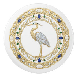 Gold Crystal Heron Sea Bird 2Dgraphic gemstone Keramikknauf