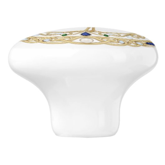 Gold Crystal Heron Sea Bird 2Dgraphic gemstone Keramikknauf (Seitenansicht)