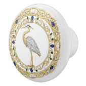Gold Crystal Heron Sea Bird 2Dgraphic gemstone Keramikknauf (Rechts)