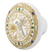 Gold Crystal Hummingbird Bird 2D graphic gemstones Keramikknauf (Rechts)