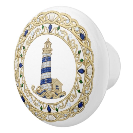 Gold Crystal Lighthouse 2Dgraphic Sea Light House Keramikknauf (Rechts)