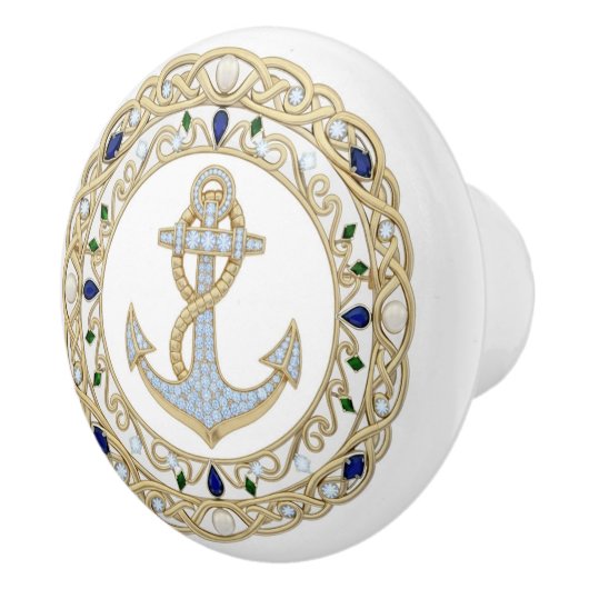 Gold Crystal Nautical Anchor Diamond 2DGraphic Keramikknauf (Rechts)