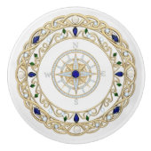 Gold Crystal Nautical Captain Ship Compass Rose Keramikknauf (Vorderseite)