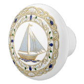 Gold Crystal Nautical Sail Boat Sailing 2DGraphic Keramikknauf (Rechts)