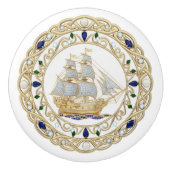 Gold Crystal Nautical Ship Boat Sailing 2DGraphic Keramikknauf (Vorderseite)