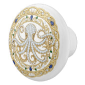 Gold Crystal Ocean Sea Octopus 2D graphic gemstone Keramikknauf (Rechts)