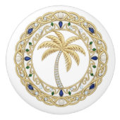 Gold Crystal Palm Tree 2Dgraphic Ocean Beach House Keramikknauf (Vorderseite)