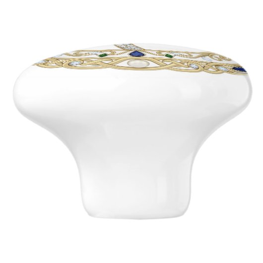 Gold Crystal Palm Tree 2Dgraphic Ocean Beach House Keramikknauf (Seitenansicht)