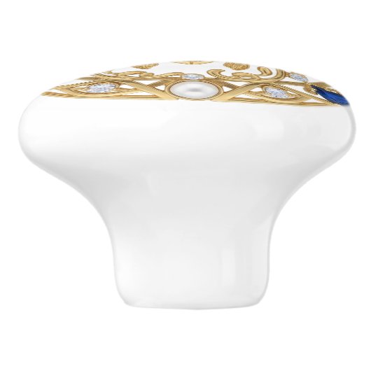 Gold Crystal Sea Turtle 2Dgraphic gemstone Ocean Keramikknauf (Seitenansicht)