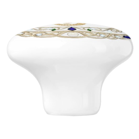 Gold Crystal Seahorse 2Dgraphic Ocean Sea Horse Keramikknauf (Seitenansicht)